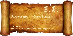 Biswanger Romulusz névjegykártya